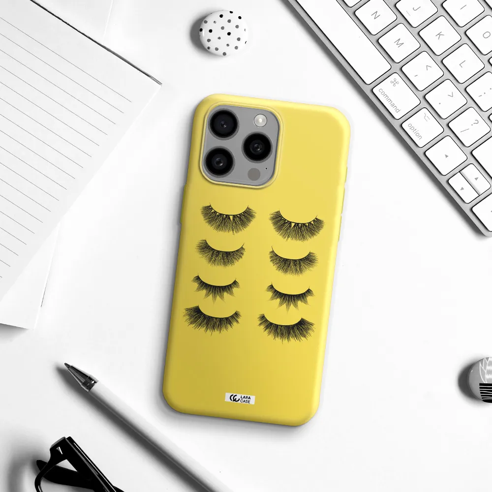 Eyelids Apple Iphone 15 Pro max Silicone canary yellow Case