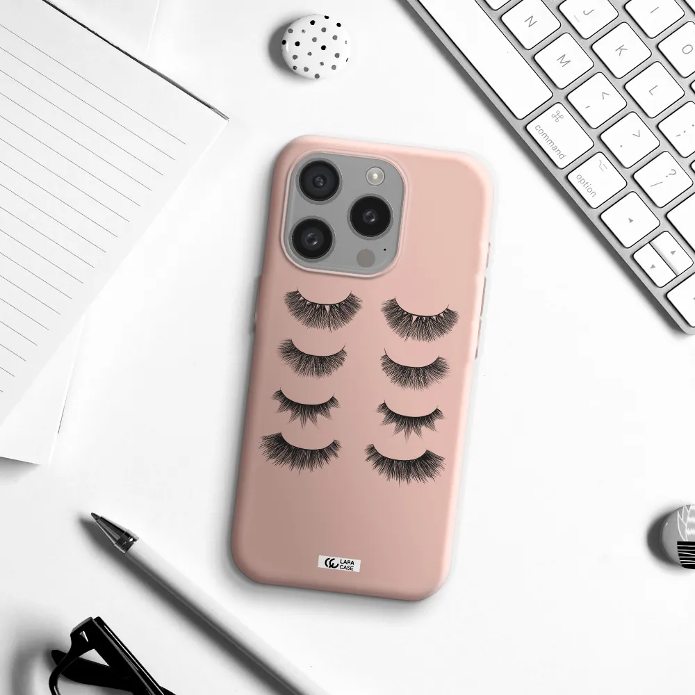 Eyelids Apple Iphone 15 Pro Silicone Pastel Pink Case