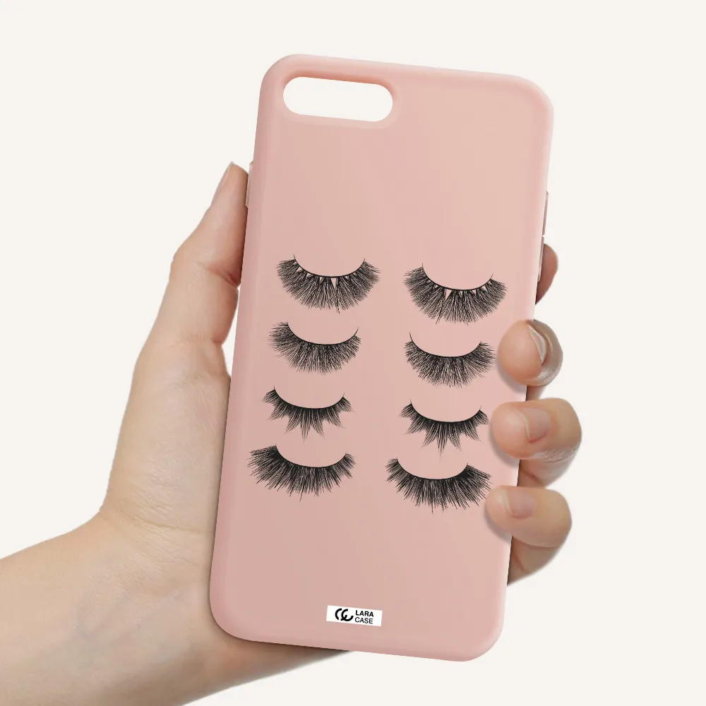 Eyelids Apple iPhone 7 plus Silicone pastel pink Case