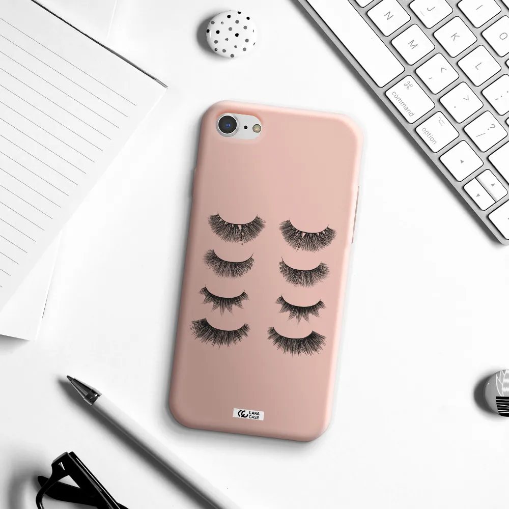 Eyelids Apple iPhone 7 Silicone pastel pink Case