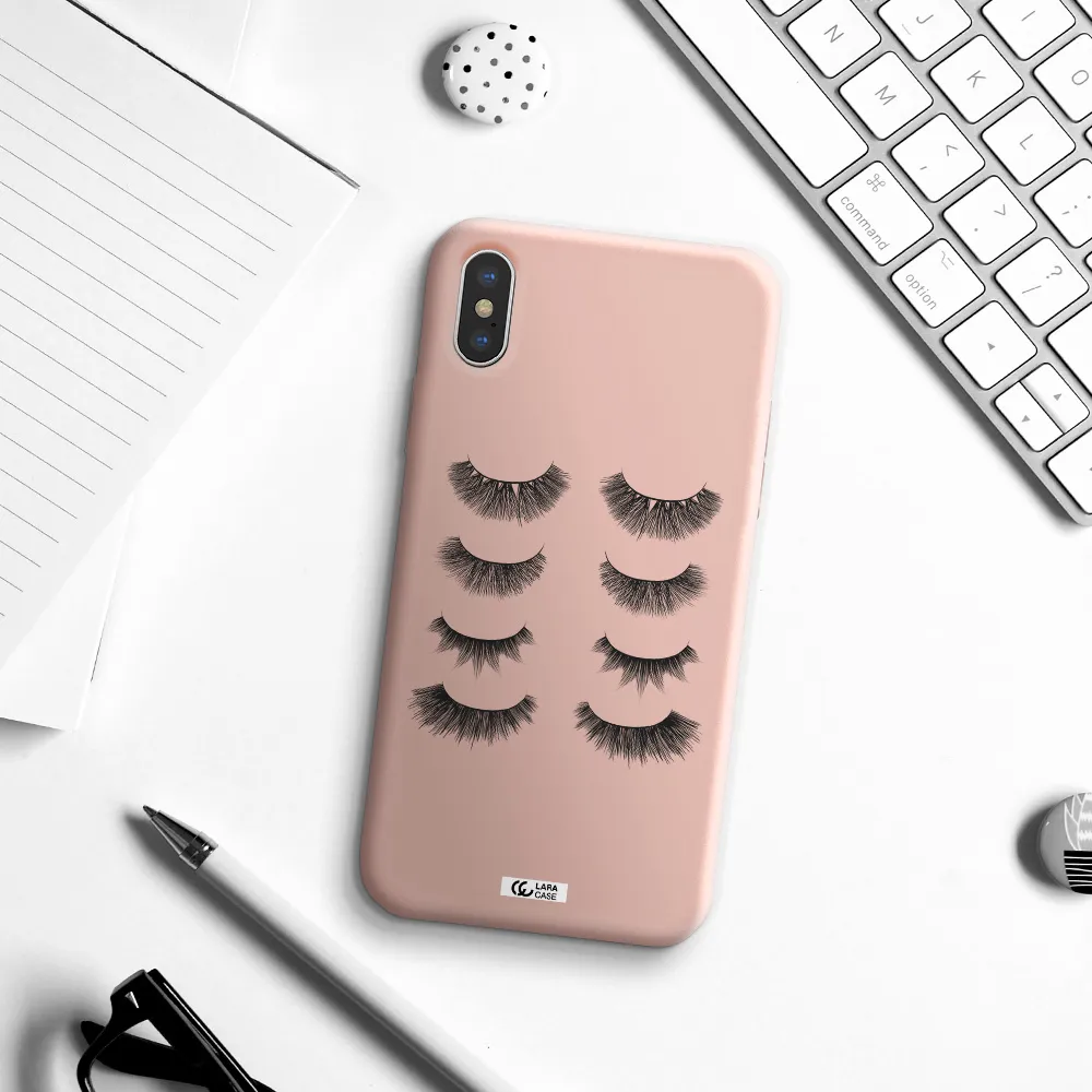 Eyelids Apple iPhone X Silicone pastel pink Case