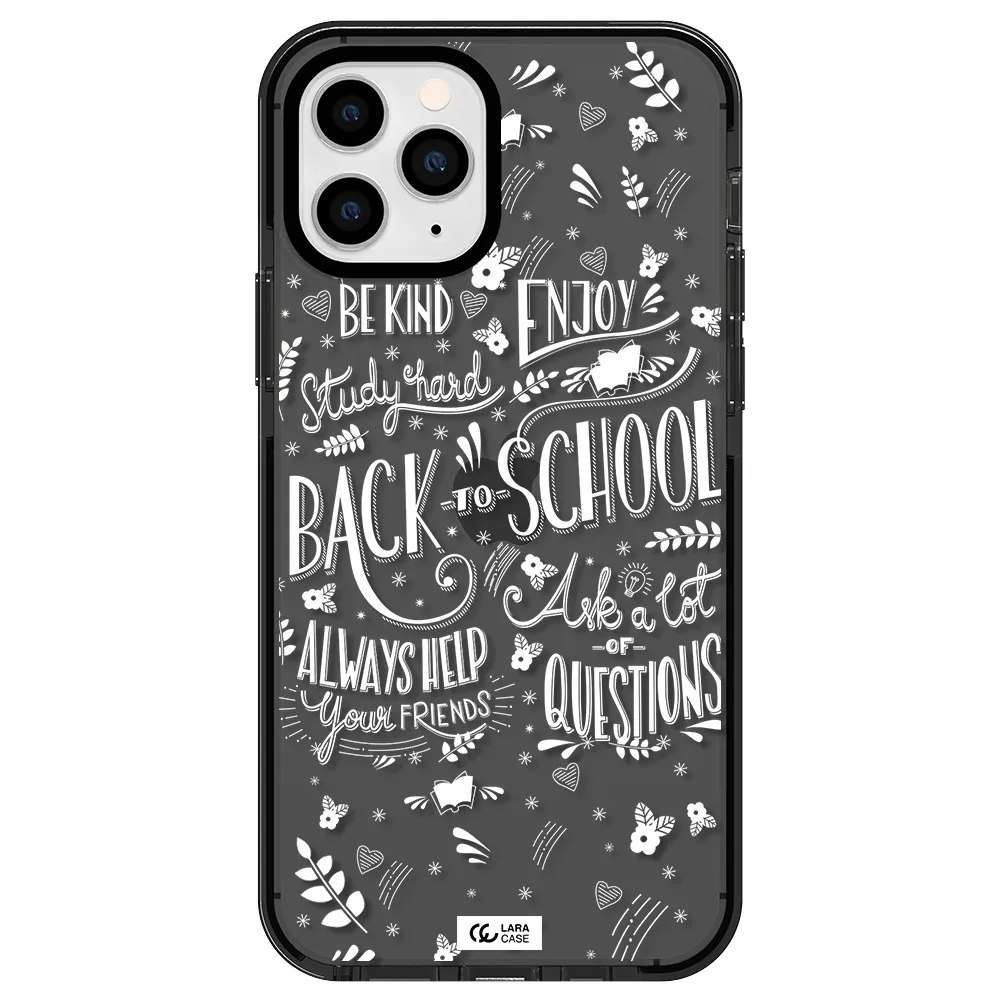 Back To School Apple iPhone 11 pro impact Smoke Black Case