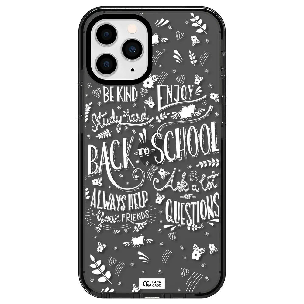 Back To School Apple iPhone 11 pro max impact Smoke Black Case