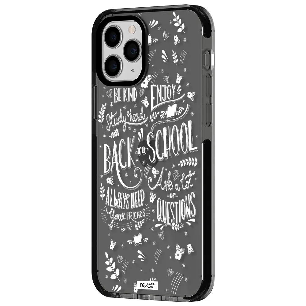 Back To School Apple iPhone 11 pro max impact Smoke Black Case