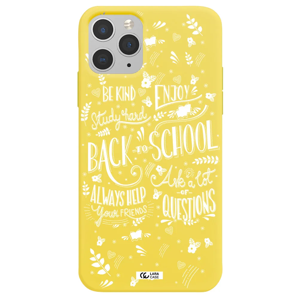 Back To School Apple iPhone 11 pro max Silicone canary yellow Case