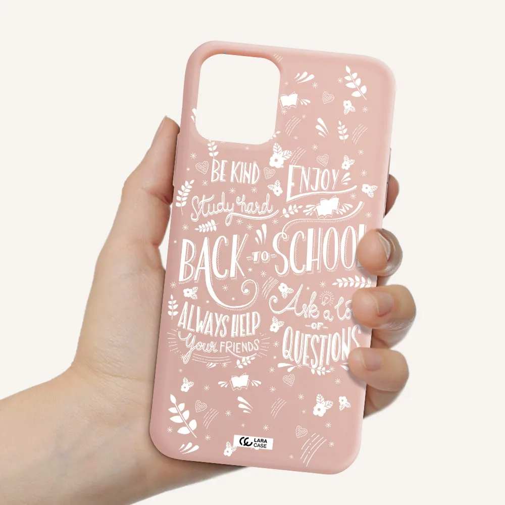 Back To School Apple iPhone 11 pro max Silicone pastel pink Case