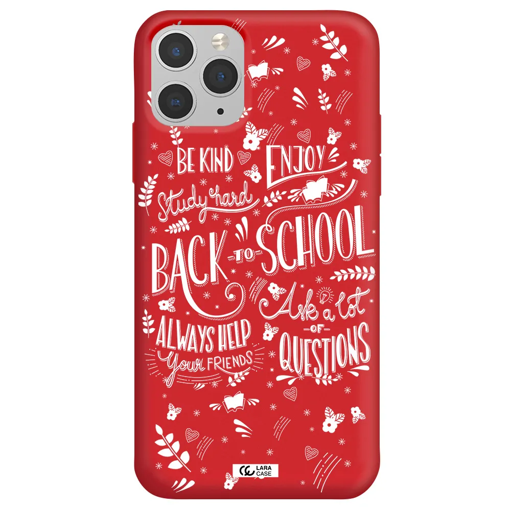 Back To School Apple iPhone 11 pro Silicone Imperial Red Case