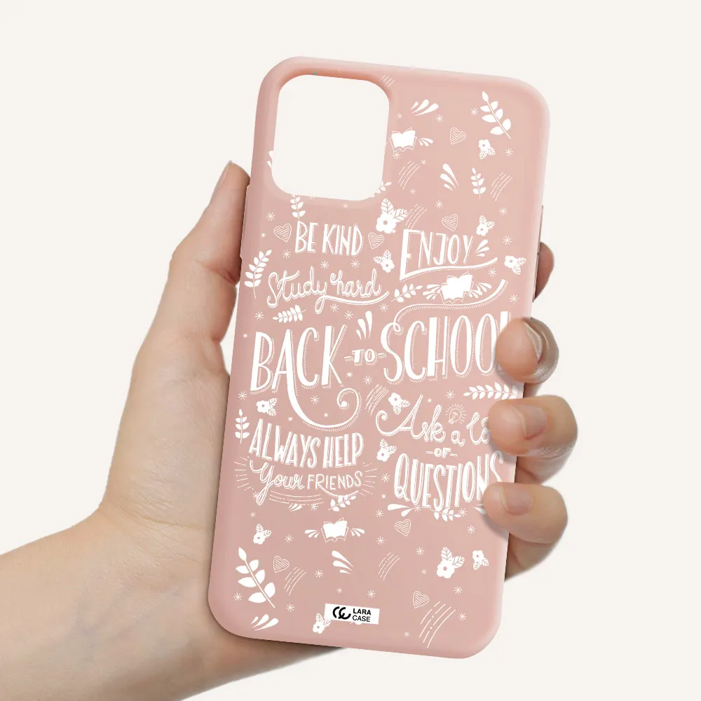 Back To School Apple iPhone 11 pro Silicone pastel pink Case