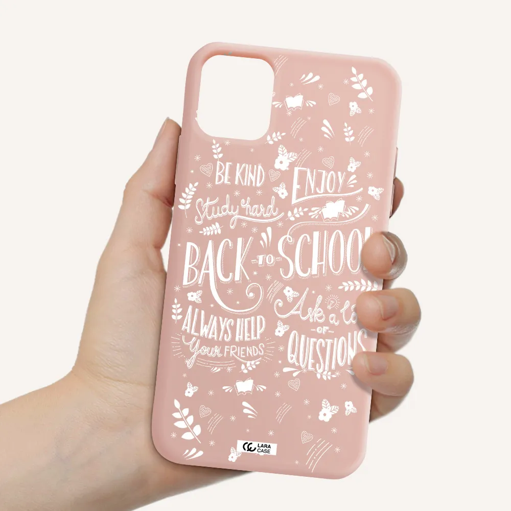 Back To School Apple iPhone 11 Silicone pastel pink Case