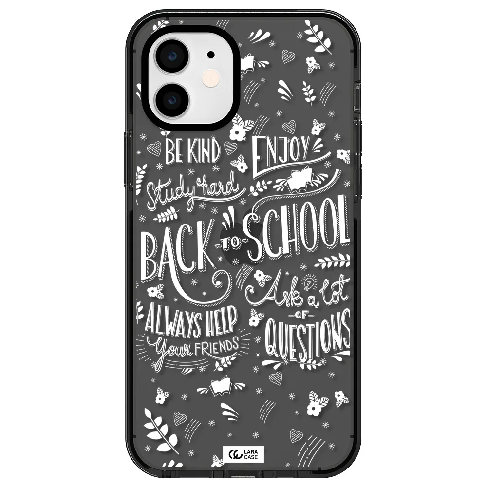 Back To School Apple iPhone 12 impact Smoke Black Case