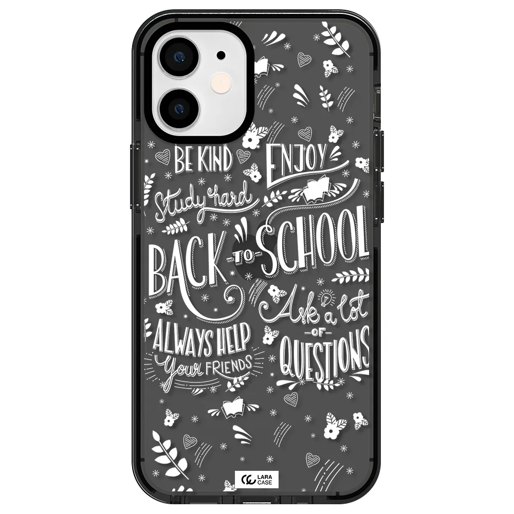 Back To School Apple iPhone 12 mini impact Smoke Black Case