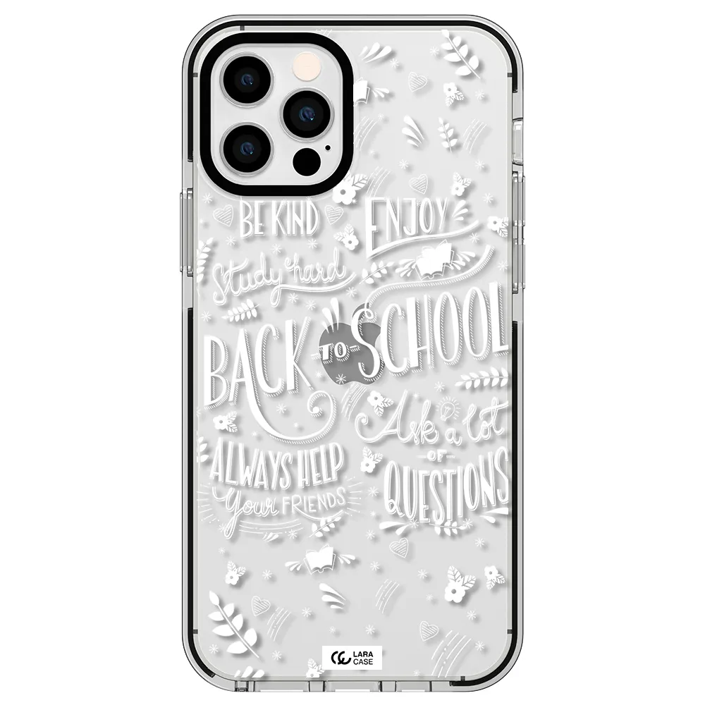 Back To School Apple iPhone 12 pro impact black border Case