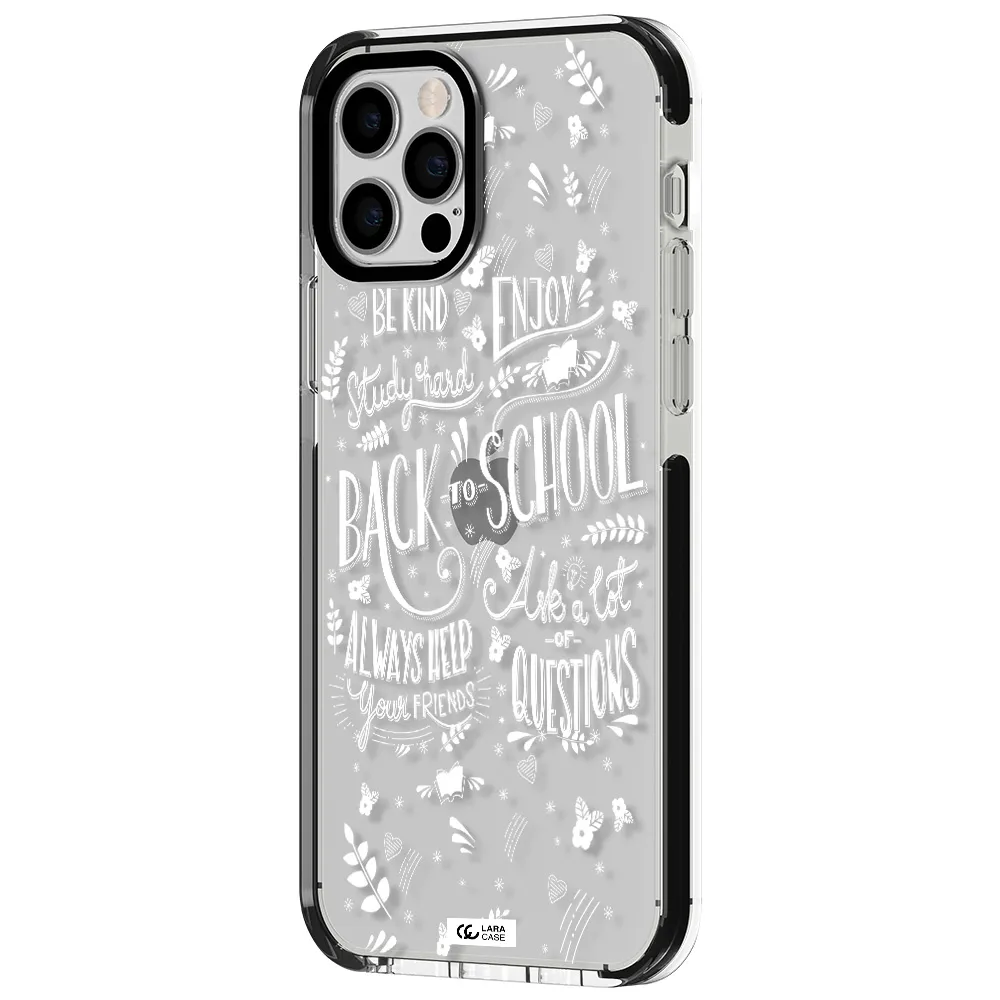Back To School Apple iPhone 12 pro impact black border Case