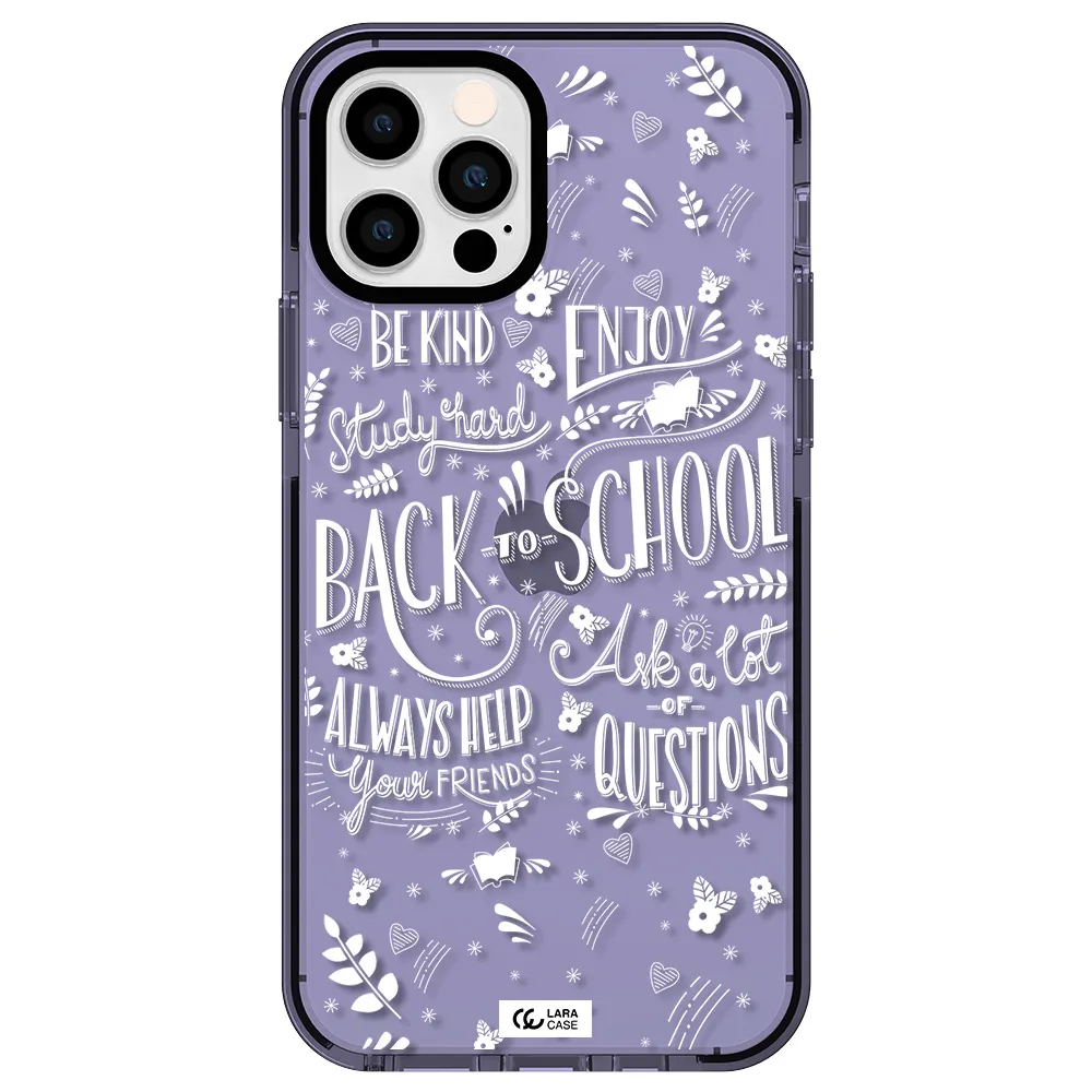 Back To School Apple iPhone 12 pro impact Lilac Case