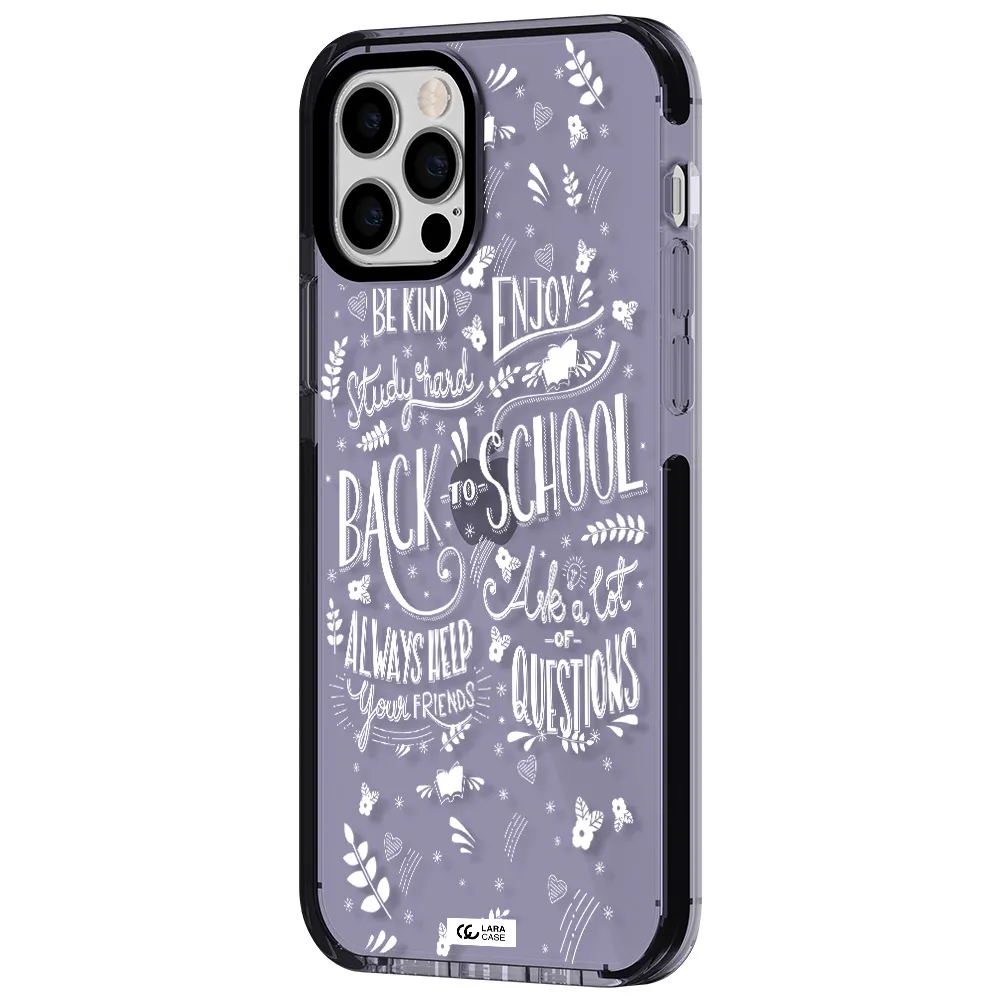 Back To School Apple iPhone 12 pro impact Lilac Case