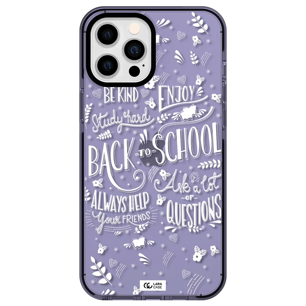 Back To School Apple iPhone 12 pro max impact Lilac Case
