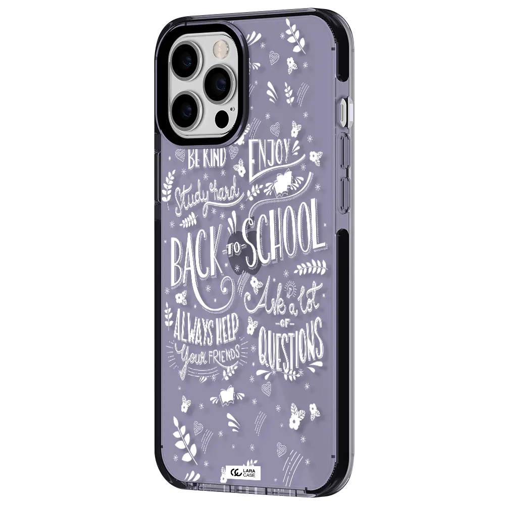 Back To School Apple iPhone 12 pro max impact Lilac Case
