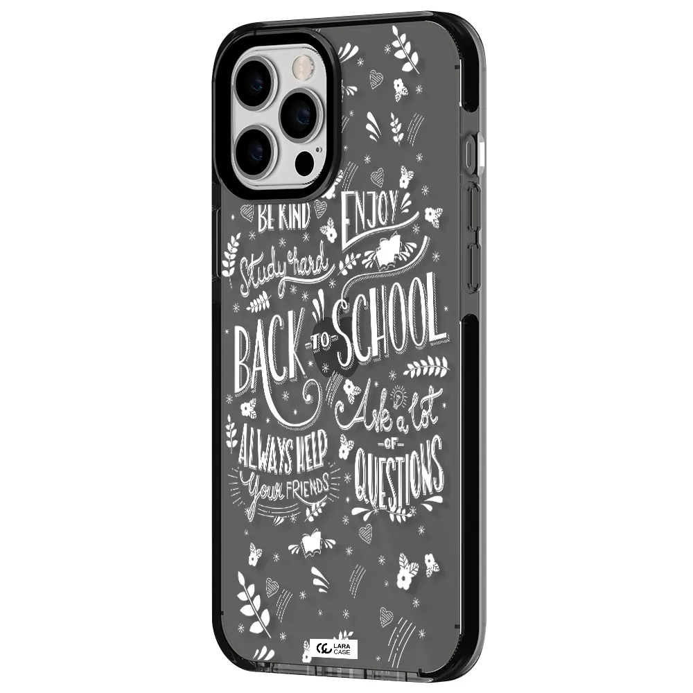 Back To School Apple iPhone 12 pro max impact Smoke Black Case