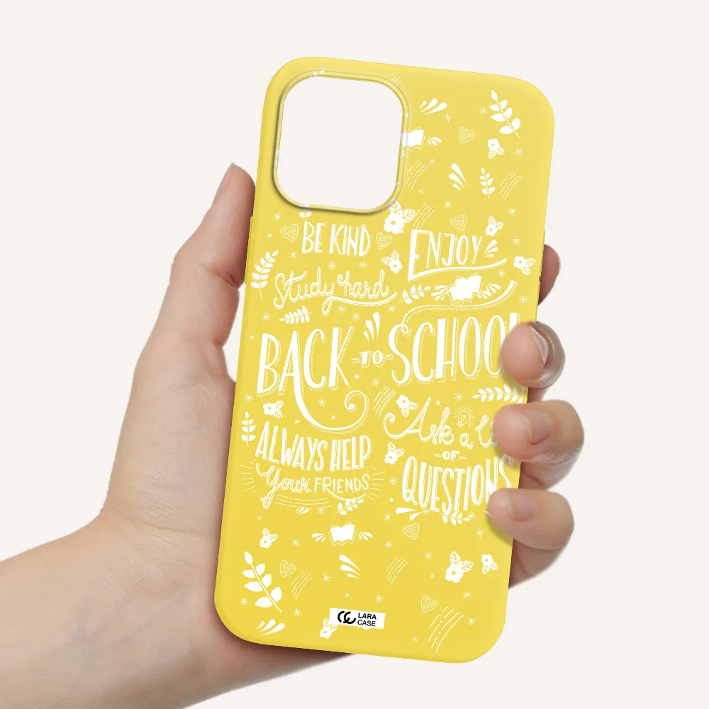 Back To School Apple iPhone 12 pro max Silicone canary yellow Case