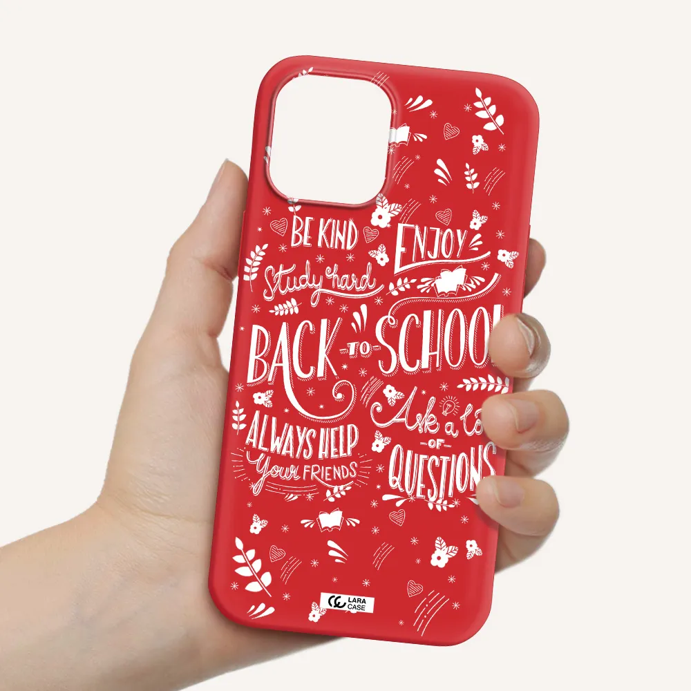 Back To School Apple iPhone 12 pro Silicone Imperial Red Case