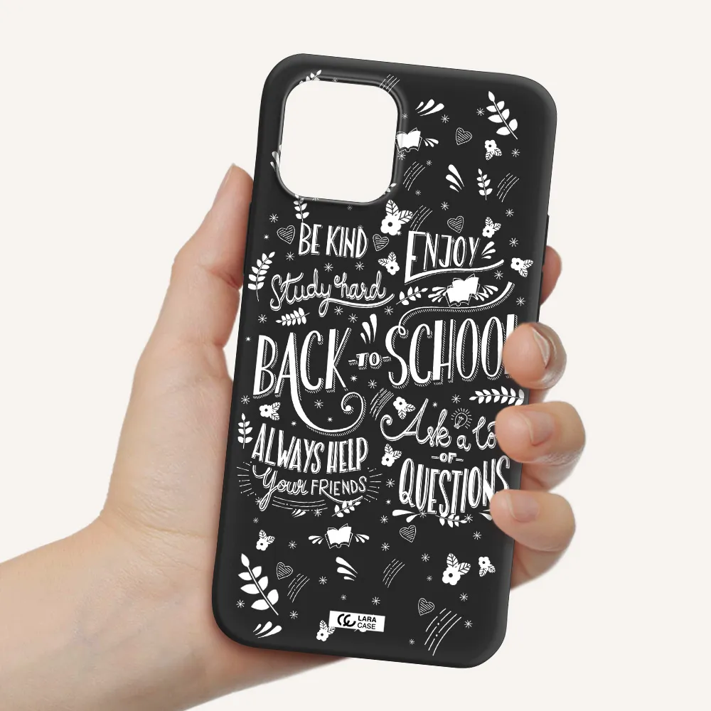 Back To School Apple iPhone 12 Silicone black Case