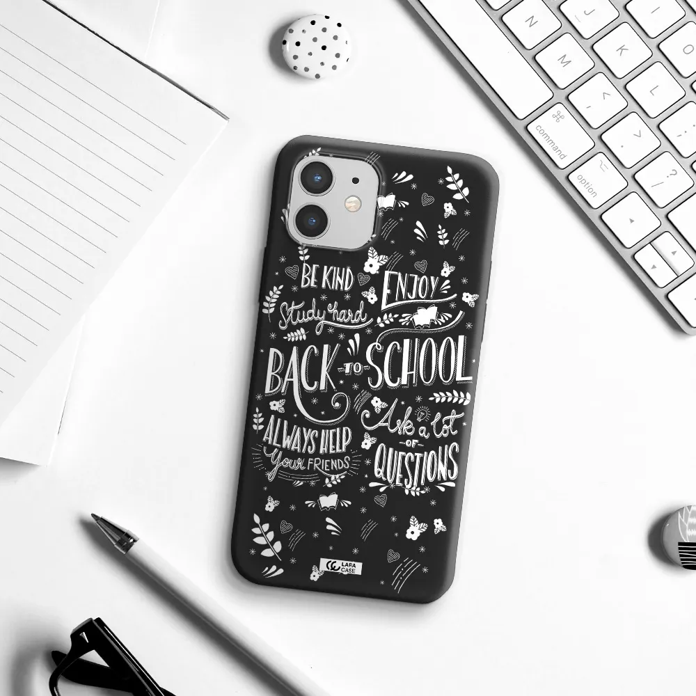Back To School Apple iPhone 12 Silicone black Case