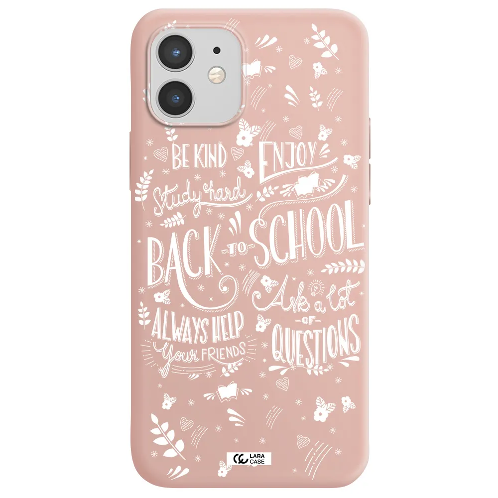 Back To School Apple iPhone 12 Silicone pastel pink Case