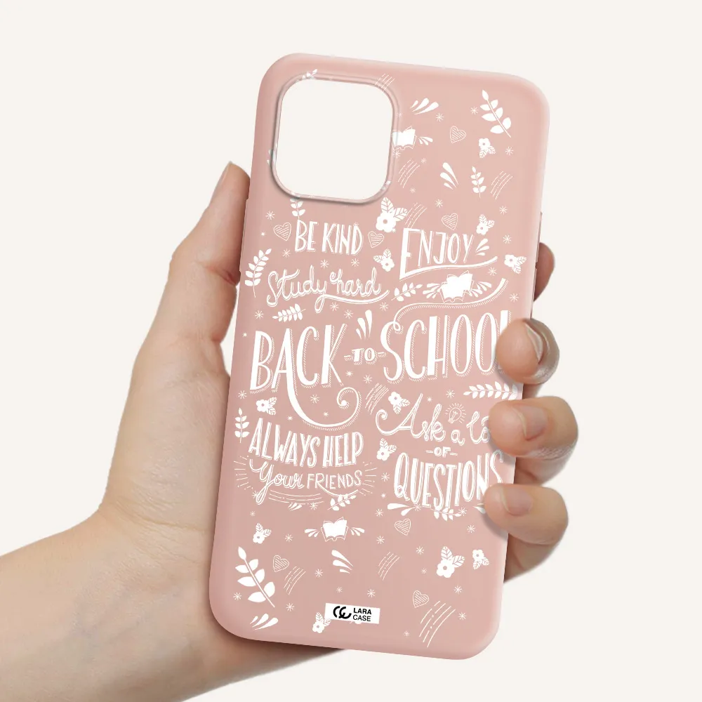 Back To School Apple iPhone 12 Silicone pastel pink Case