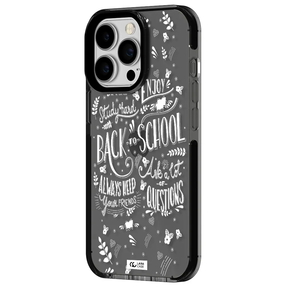Back To School Apple iPhone 13 Pro impact Smoke Black Case