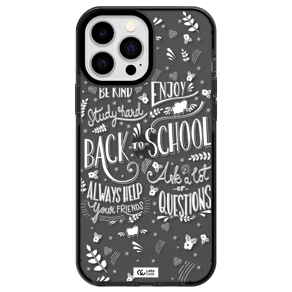 Back To School Apple iPhone 13 Pro Max impact Smoke Black Case