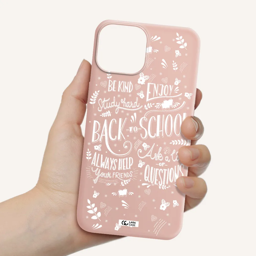 Back To School Apple iPhone 13 Silicone pastel pink Case