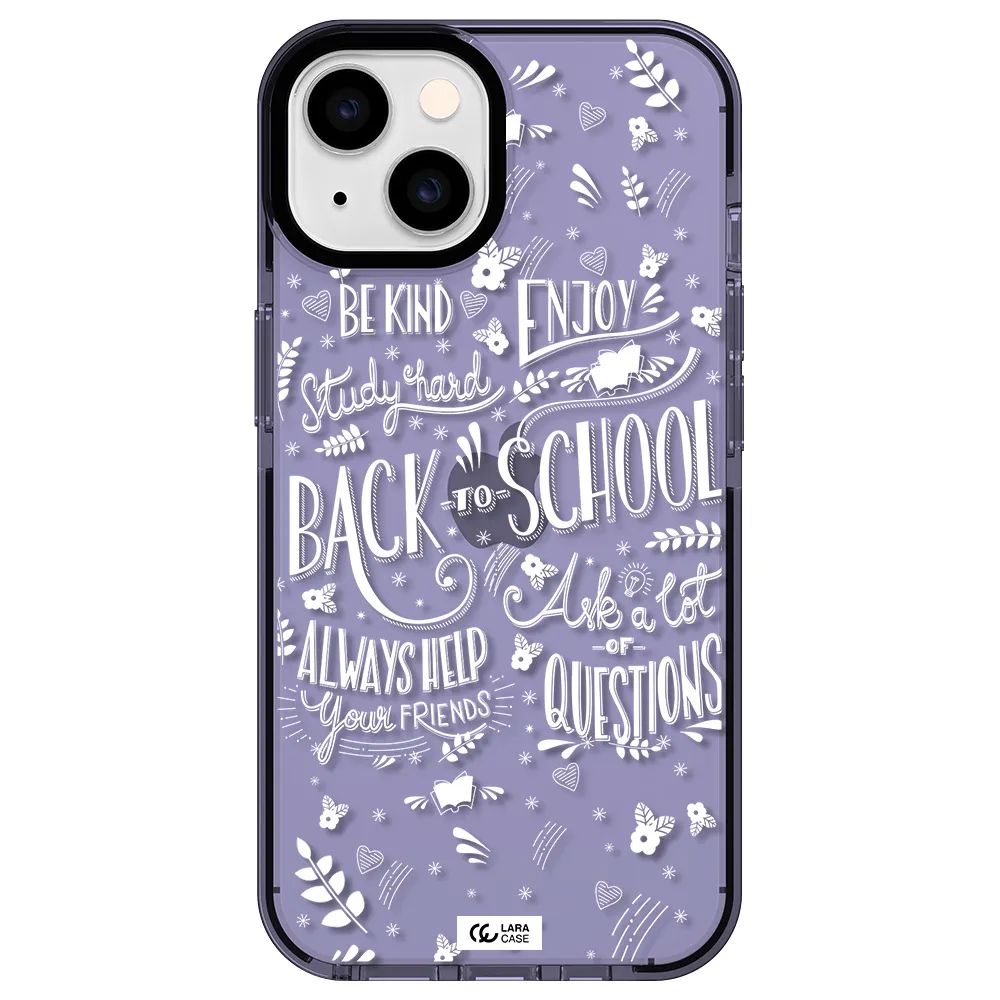 Back To School Apple iPhone 14 impact Lilac Case