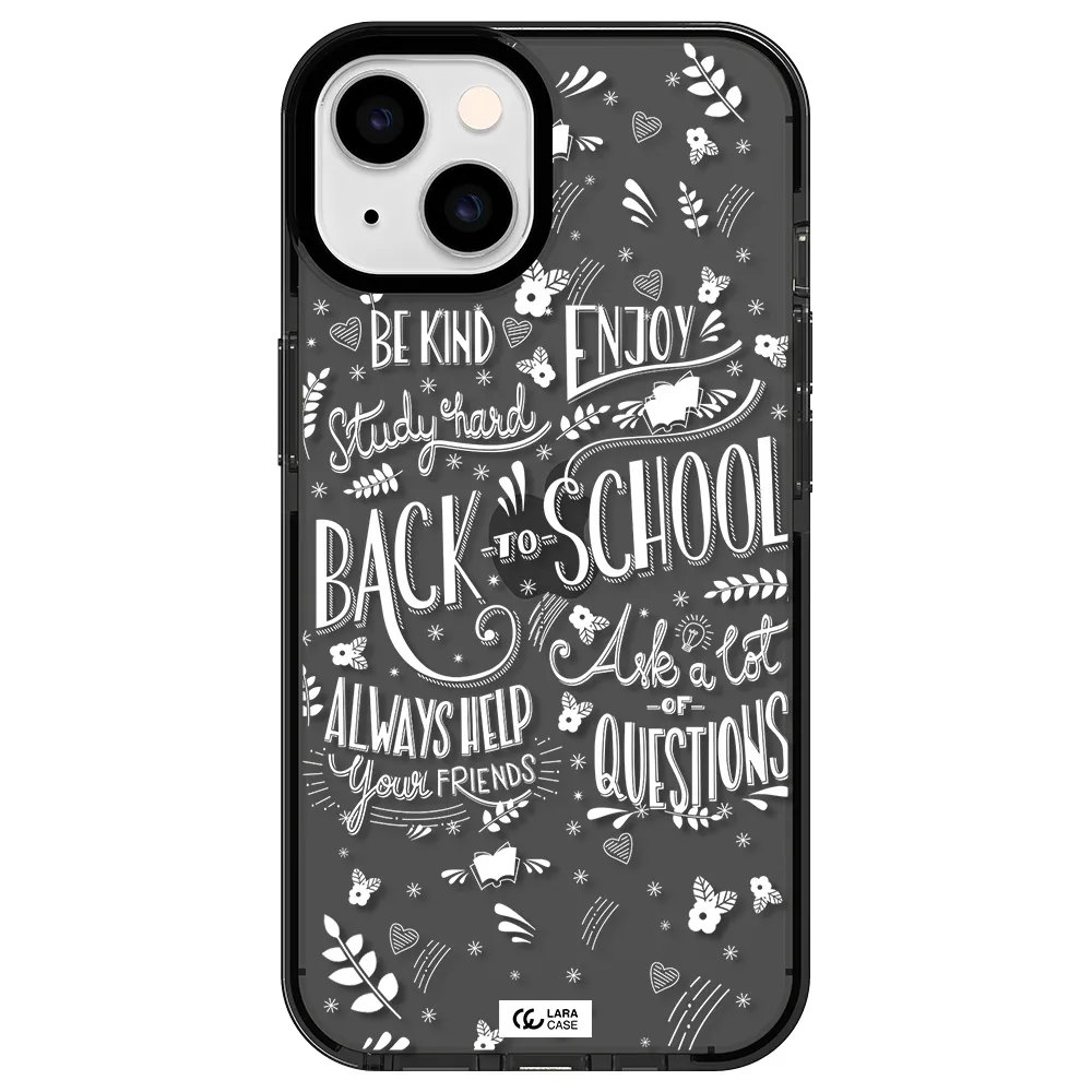 Back To School Apple iPhone 14 impact Smoke Black Case
