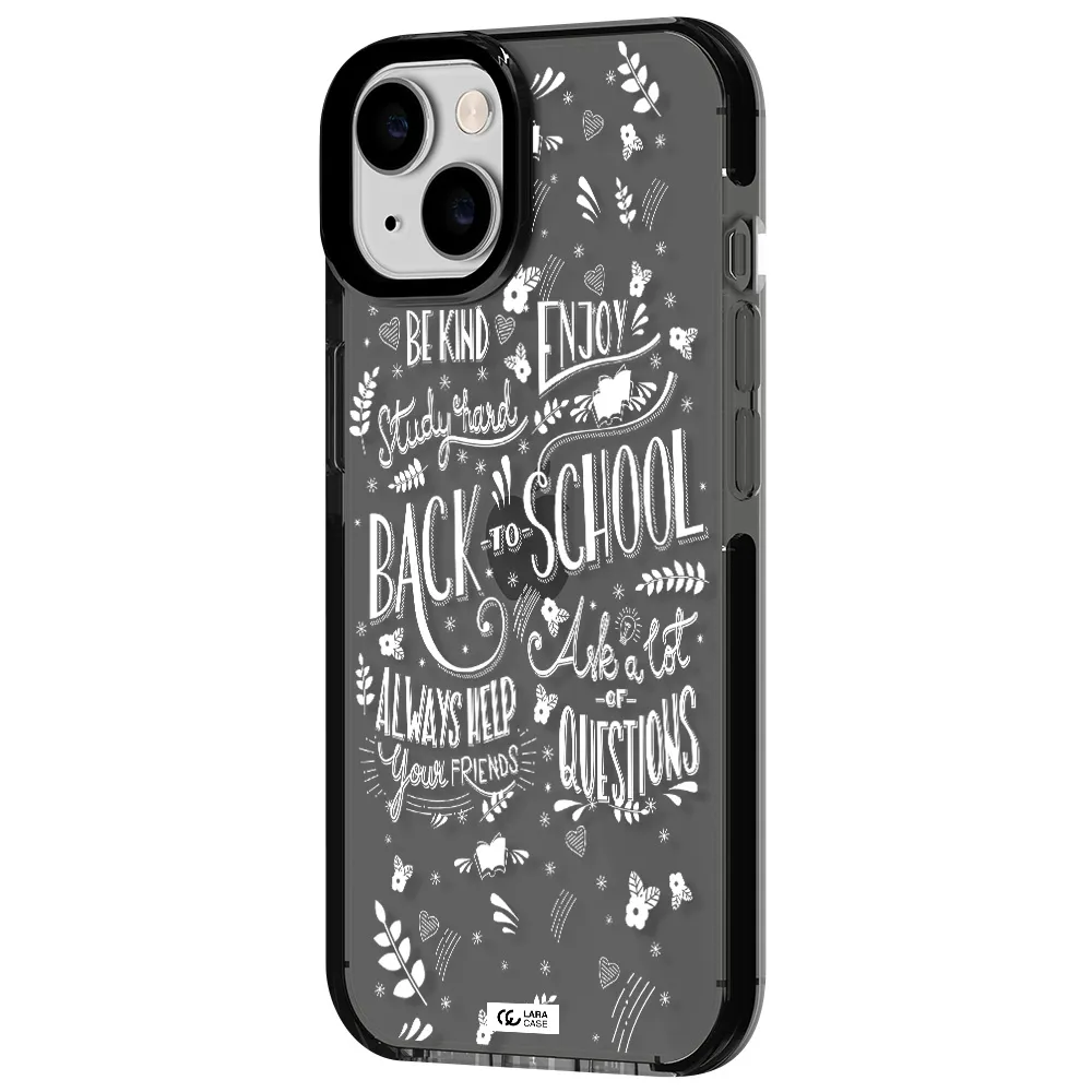 Back To School Apple iPhone 14 impact Smoke Black Case