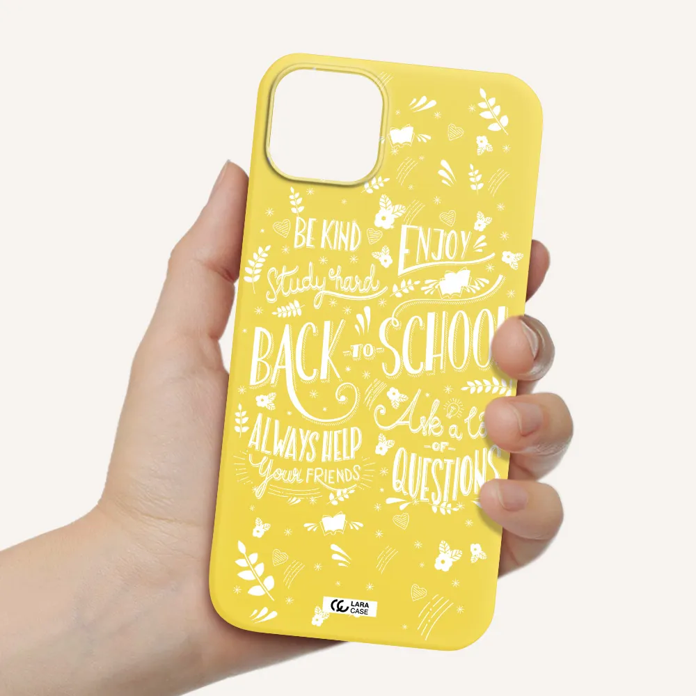 Back To School Apple iPhone 14 plus Silicone canary yellow Case