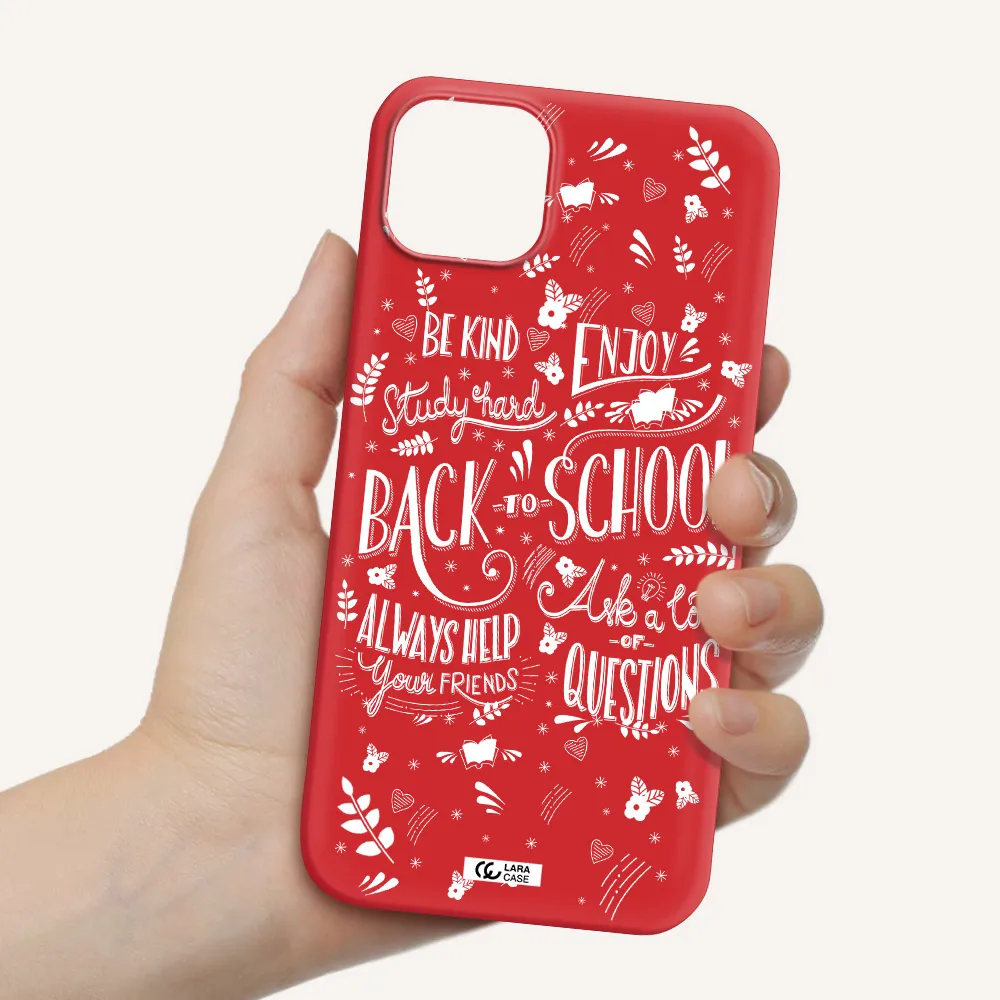 Back To School Apple iPhone 14 plus Silicone Imperial Red Case