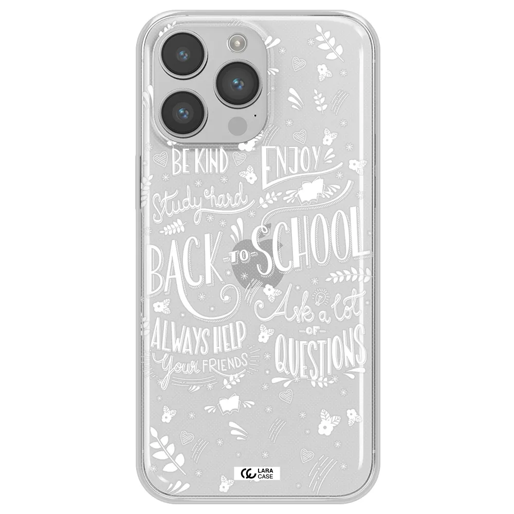 Back To School Apple iPhone 14 pro Clear TPU Case