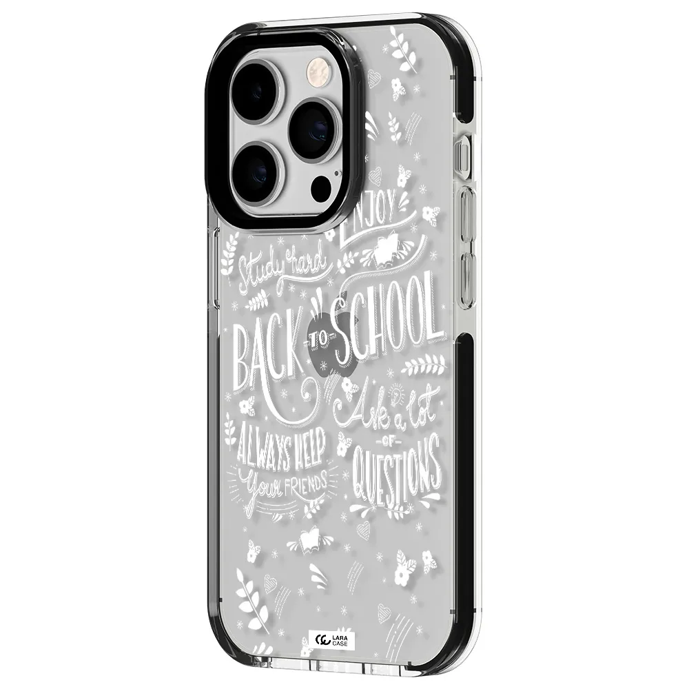 Back To School Apple iPhone 14 pro impact black border Case