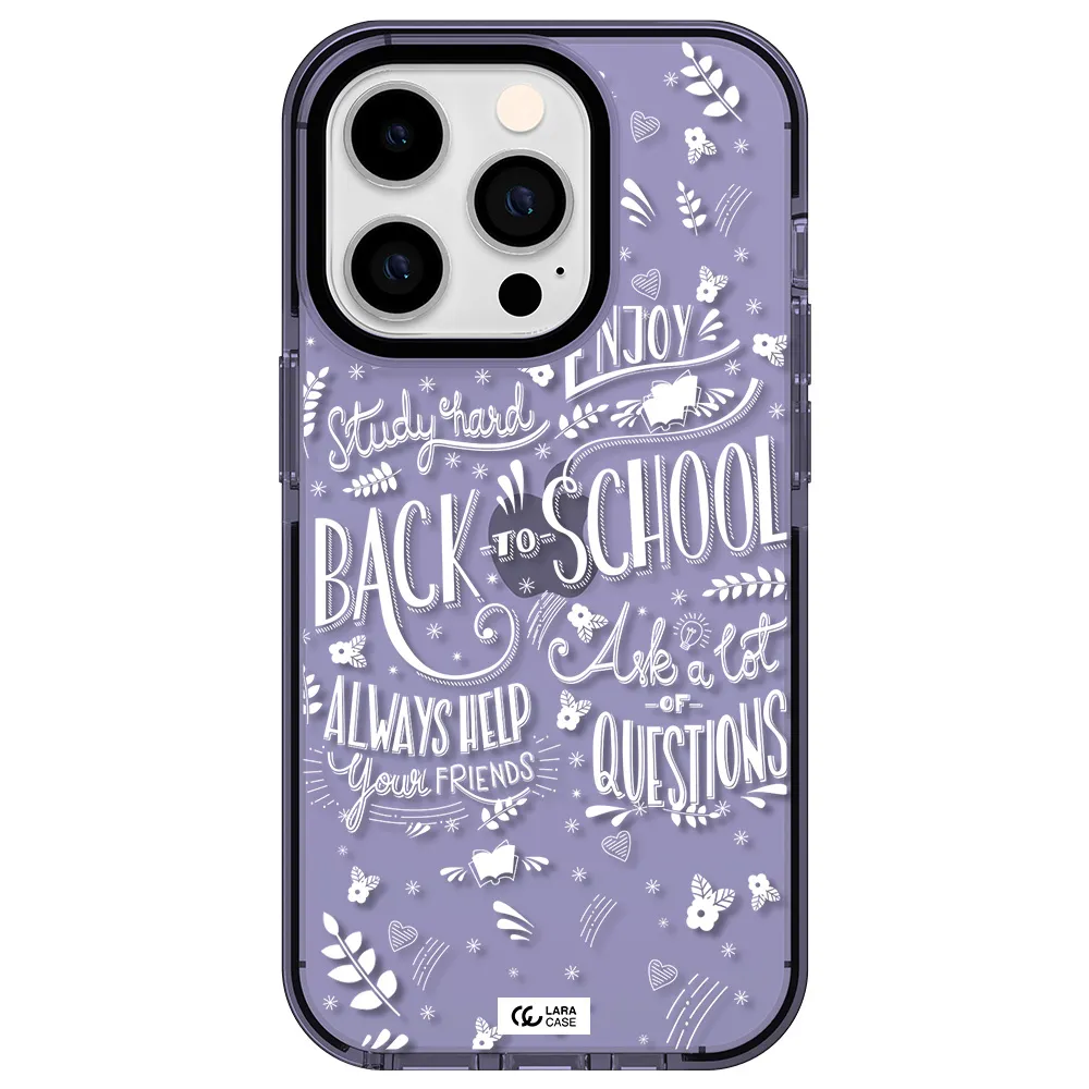 Back To School Apple iPhone 14 pro impact Lilac Case
