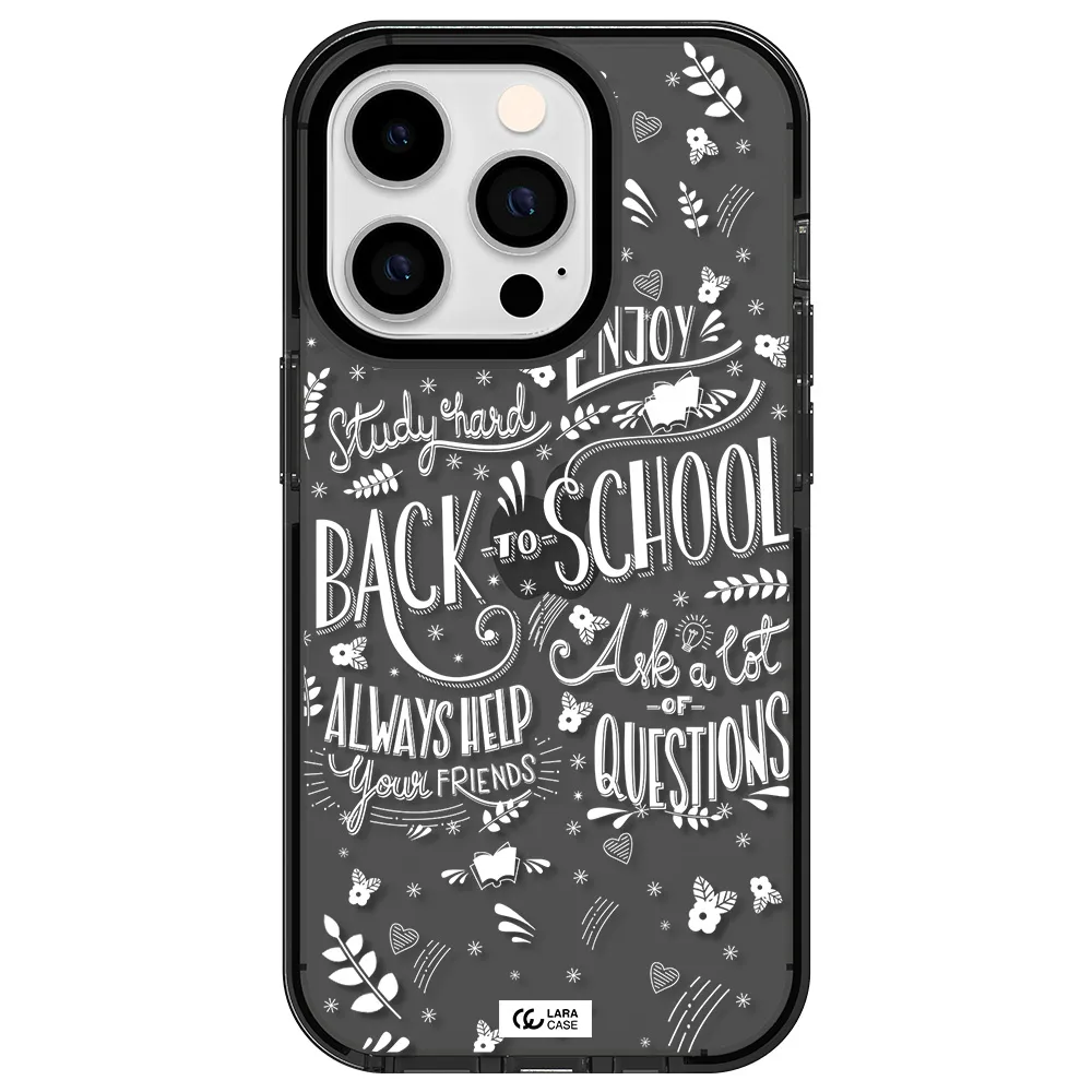 Back To School Apple iPhone 14 pro impact Smoke Black Case