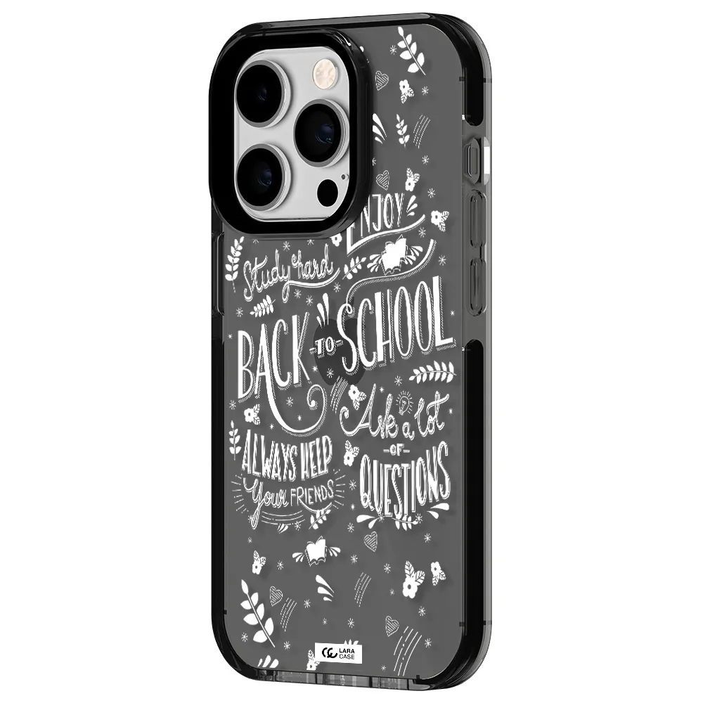 Back To School Apple iPhone 14 pro impact Smoke Black Case