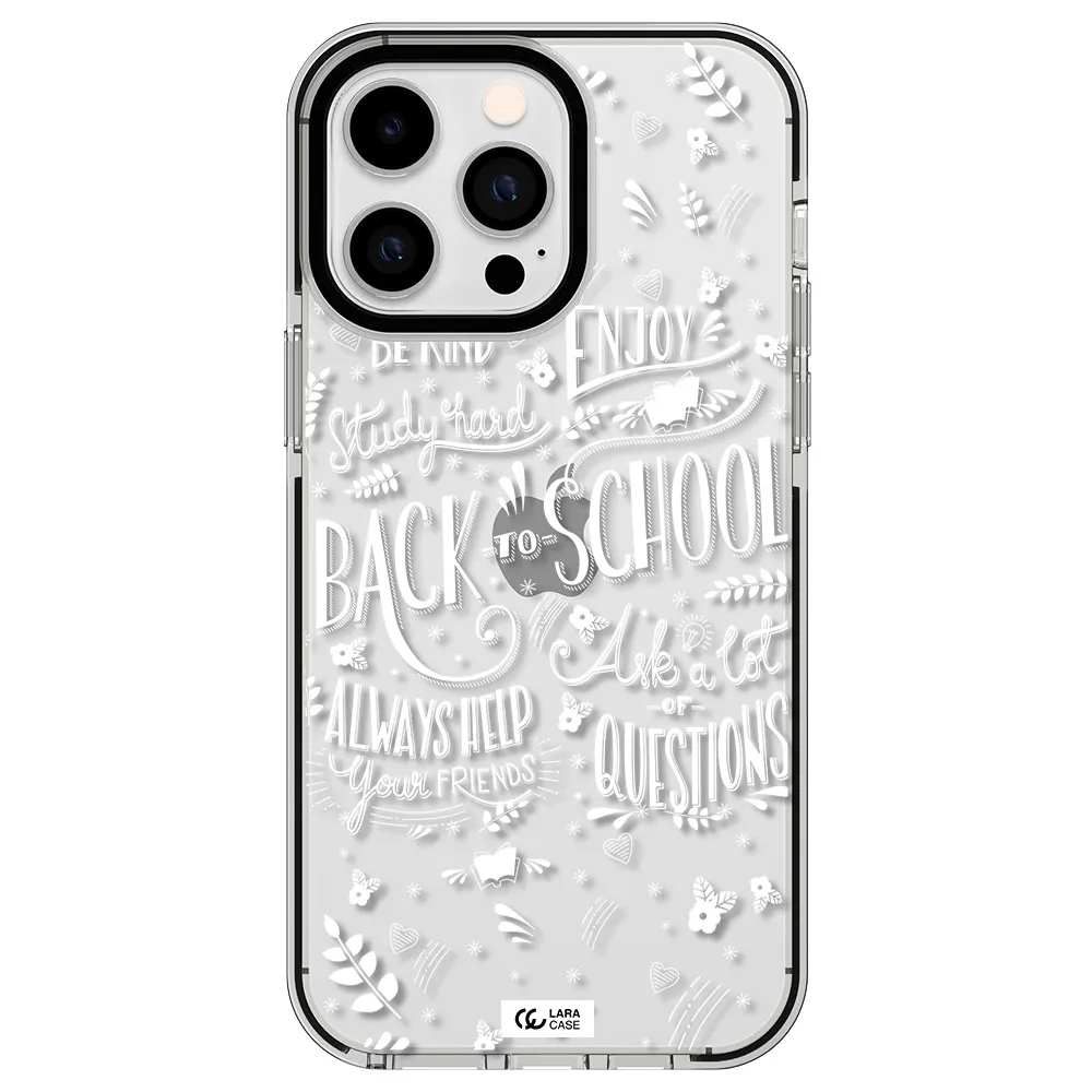 Back To School Apple iPhone 14 pro max impact black border Case