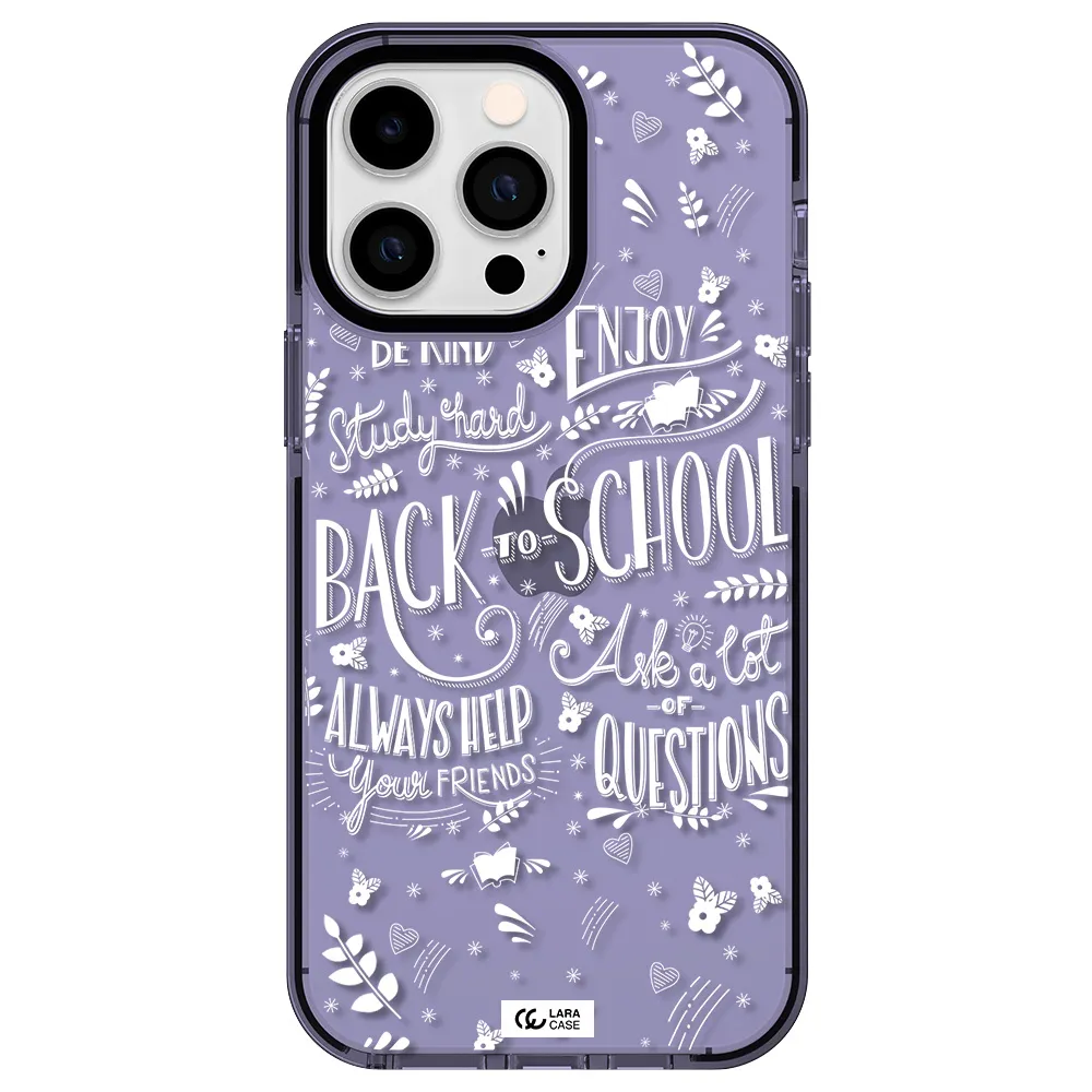 Back To School Apple iPhone 14 pro max impact Lilac Case