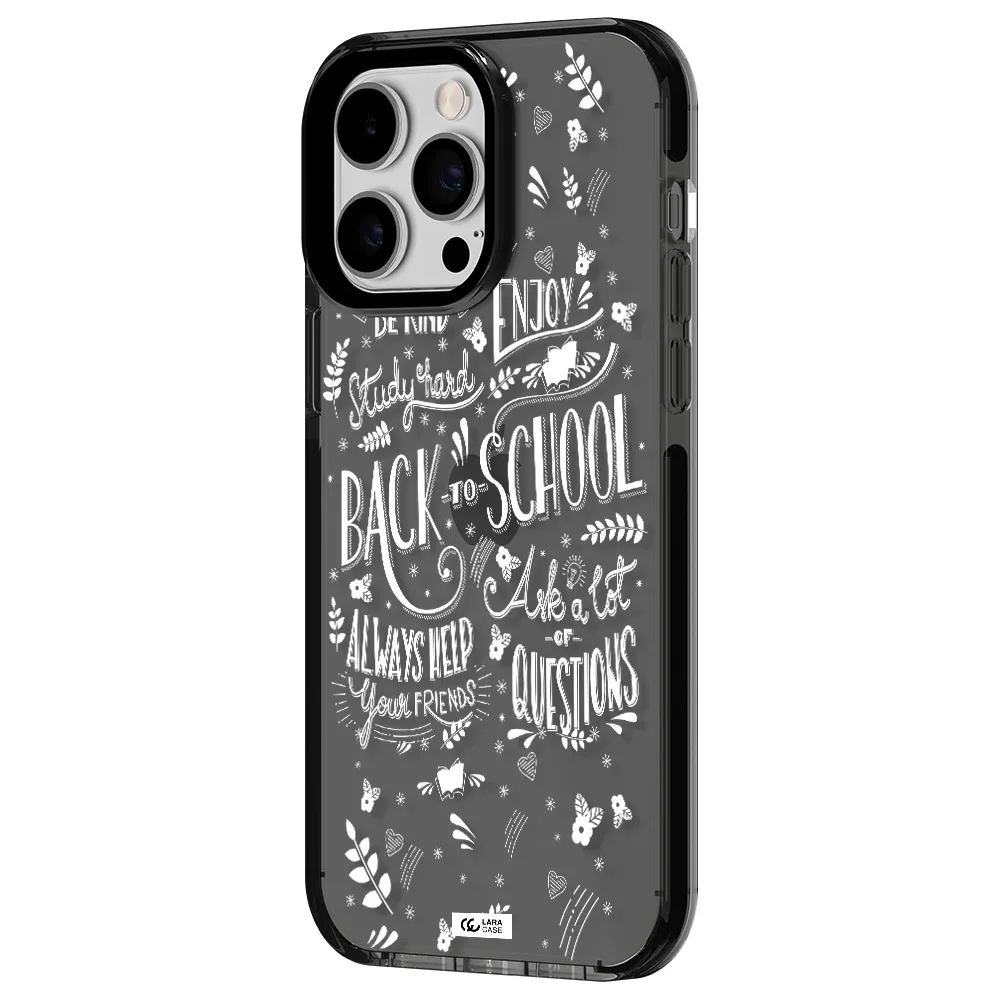 Back To School Apple iPhone 14 pro max impact Smoke Black Case