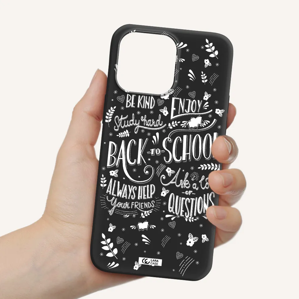 Back To School Apple iPhone 14 pro max Silicone black Case