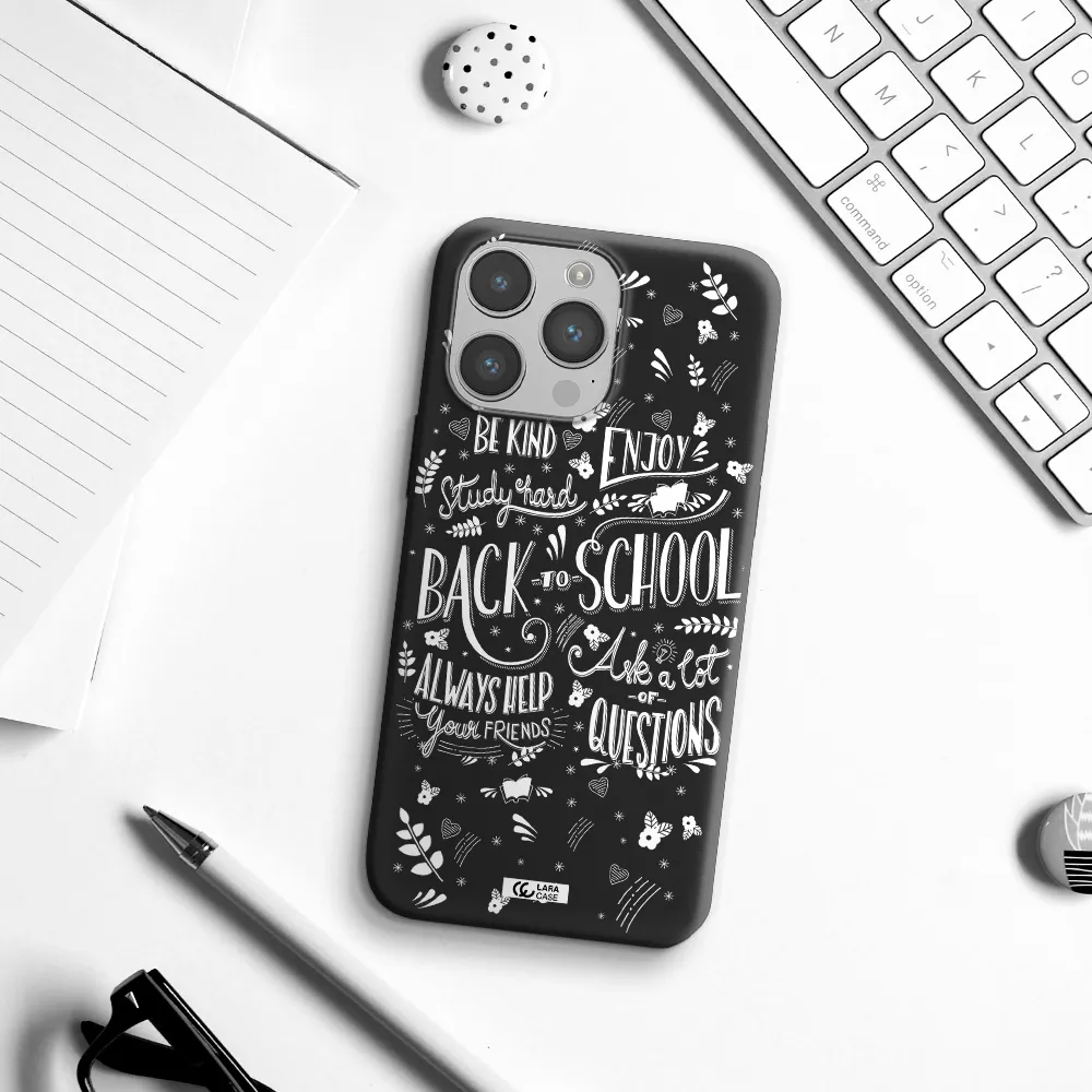 Back To School Apple iPhone 14 pro max Silicone black Case