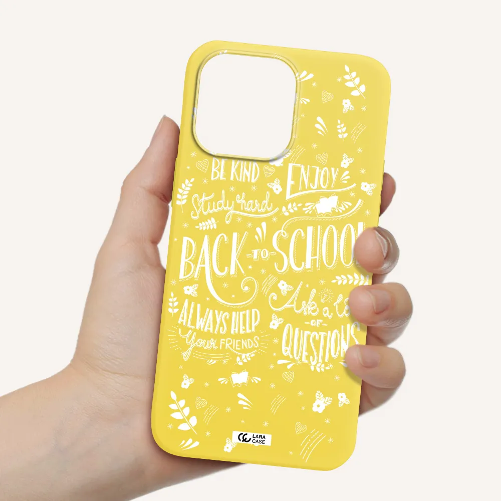 Back To School Apple iPhone 14 pro max Silicone canary yellow Case