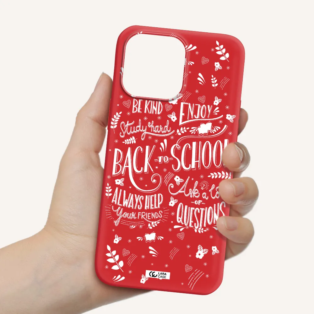 Back To School Apple iPhone 14 pro max Silicone Imperial Red Case