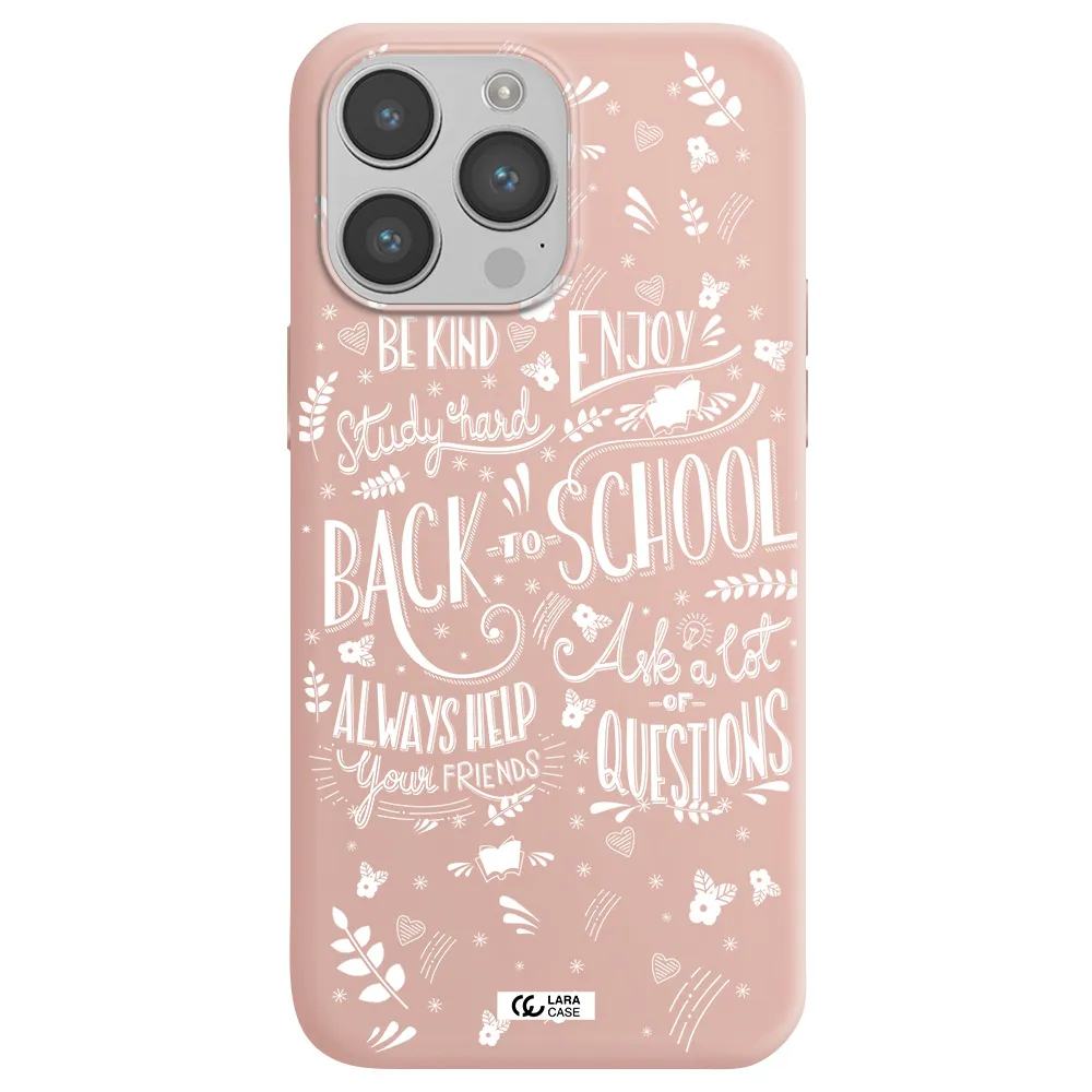 Back To School Apple iPhone 14 pro max Silicone pastel pink Case