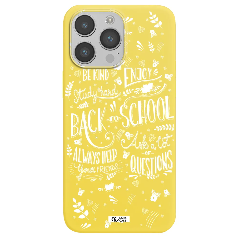 Back To School Apple iPhone 14 pro Silicone canary yellow Case